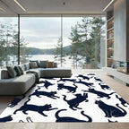 Whimsical Playful Black Kitten Silhouette Rug