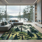 Mist Forest Mountain Pine Landscape Rug