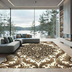 Elegant Gold Rose Scroll Damask Rug