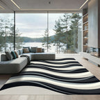 Monochromatic Wavy Striped Accent Rug