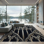 Monochromatic Gothic Arch Stone Trellis Rug