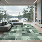 Shades of Green Plaid Grid Abstract Rug