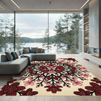 Crimson Pink Blossom Radial Medallion Rug