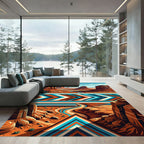 Southwestern Canyon Landscape Geometric Stripe Rug