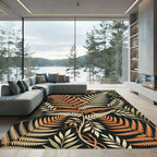 Lush Autumnal Fern Botanical Foliage Rug