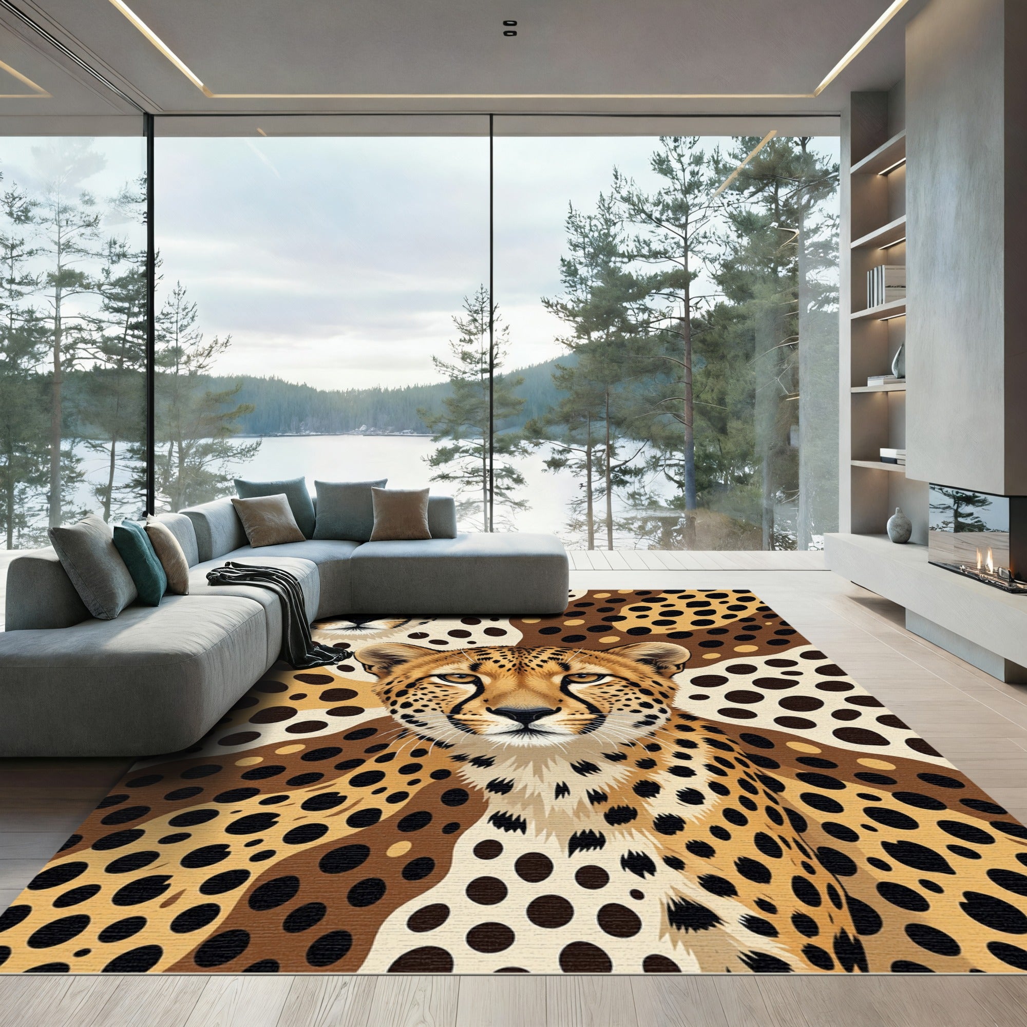 Bold Cheetah Spots Abstract Wildlife Rug