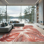 Lush Terracotta Tropical Palm Leaves Rug