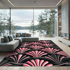 Art Deco Pink Shell Fan Wallpaper Rug