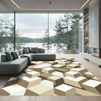 Neutral Toned Isometric Cubes Rug