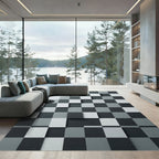 Monochromatic 3D Checkerboard Composition Rug