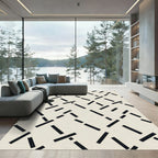 Black White Interlocking Stripe Rug