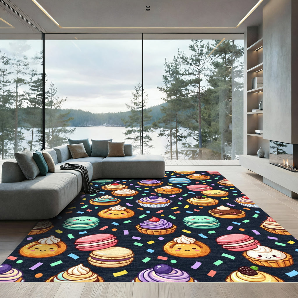 Cute Kawaii Dessert Pastry Confetti Illustration Rug