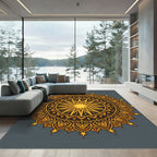 Celestial Gold Sunburst Star Medallion Rug