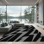 Bold Gray Lightning Bolt Pattern Rug
