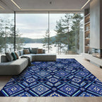 Deep Navy Starburst Diamond Mosaic Rug