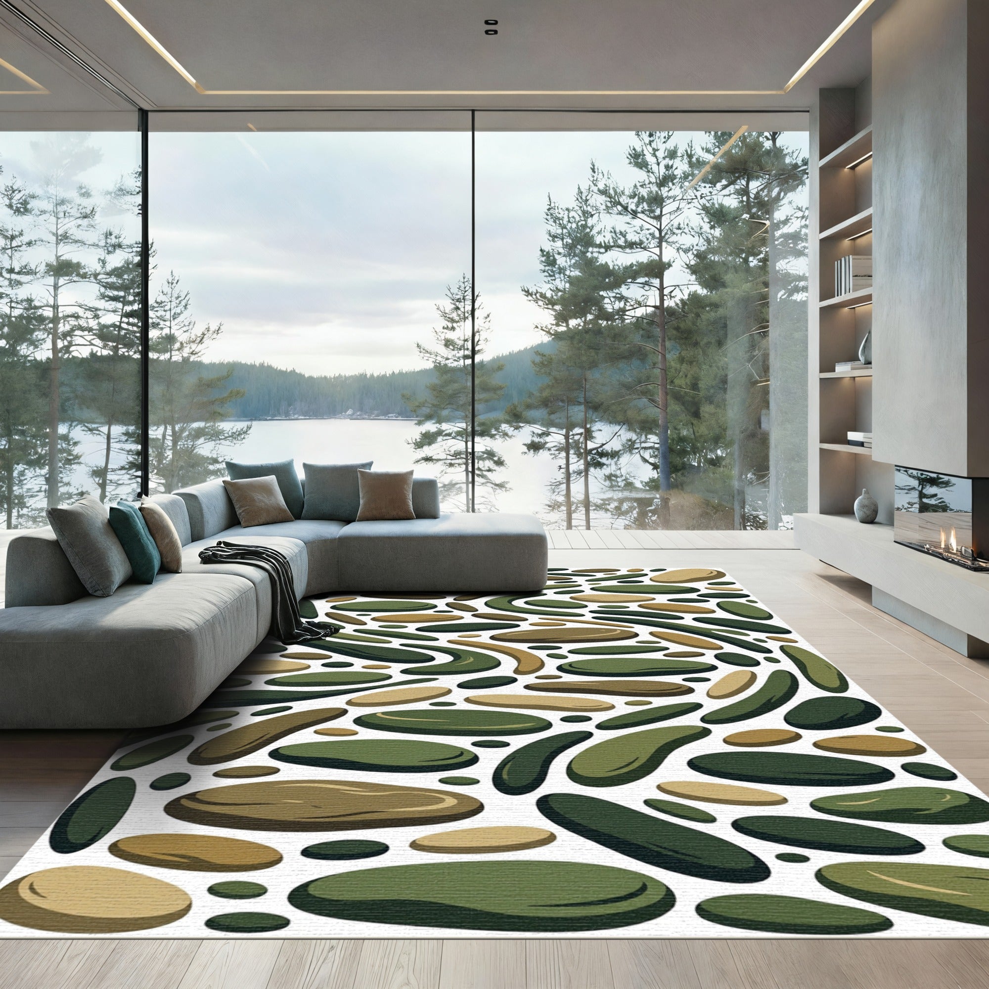 Earthy Clay Stone Scattered Composition Rug