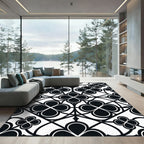 Monochrome Gothic Quatrefoil Geometric Tile Rug
