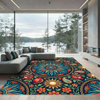 Vibrant Radiant Sun Pomegranate Floral Medallion Rug