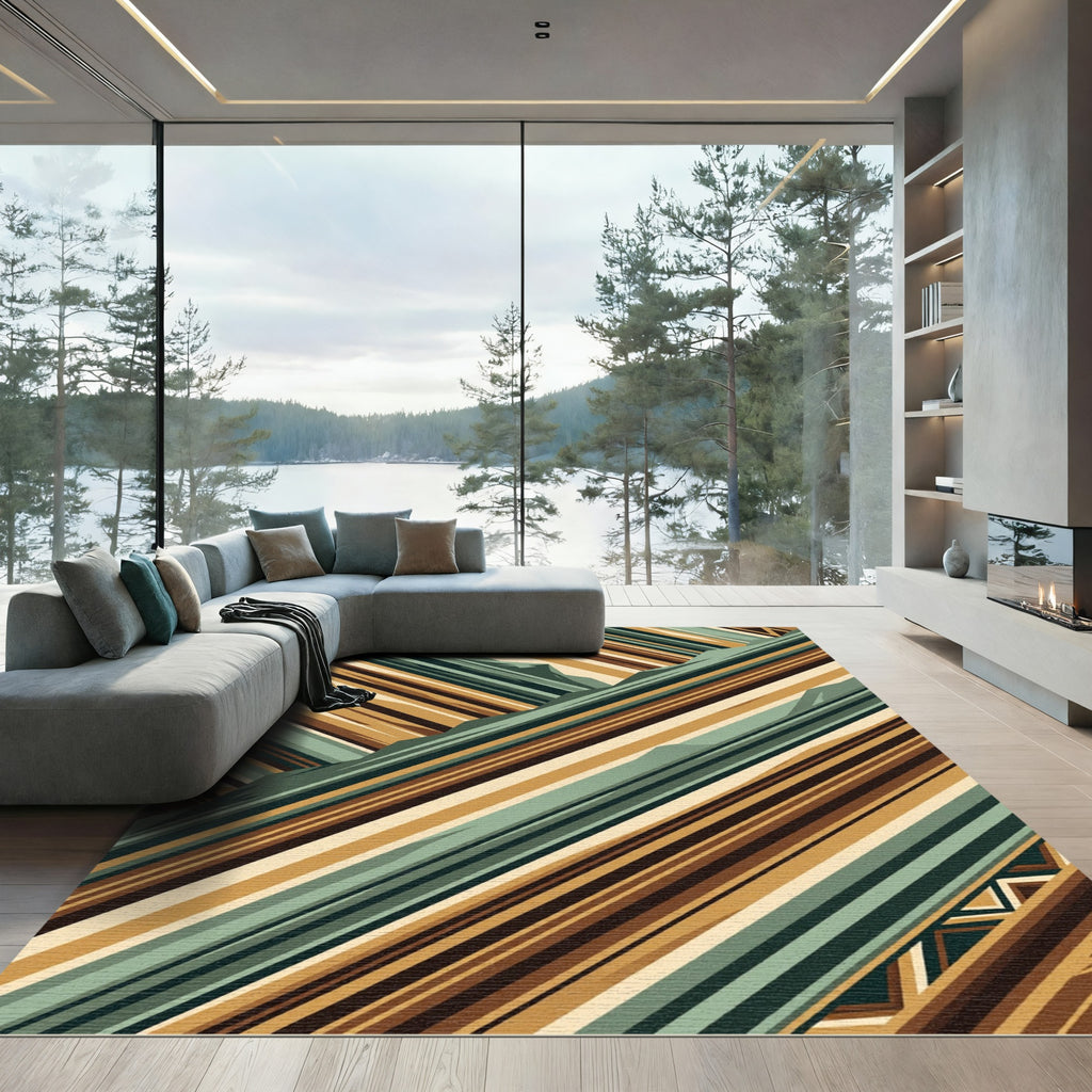 Abstract Geometric Alpine Mountain Slope Rug
