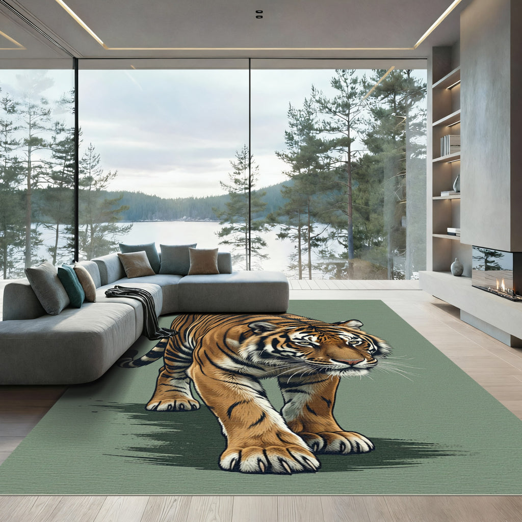 Fierce Tiger Orange Stripe Portrait Rug