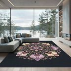 Elegant Floral Orchid Mandala Round Rug