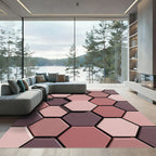 Mauve Pink Hexagon Arrangement Rug