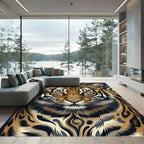 Majestic Tiger Portrait Golden Ochre Art Rug