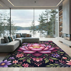 Lotus Flower Mandala Pink Floral Rug