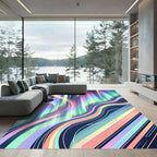 Radiant Aurora Abstract Pastel Light Flow Rug