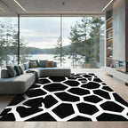 Bold Black and White Giraffe Geo Rug
