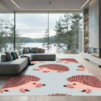 Cute Hedgehog Light Blue Nursery Art Rug
