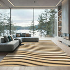 Earthy Neutral Wavy Layered Ribbed Rug