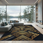 Golden Sun Tribal Pyramid Arrangement Rug