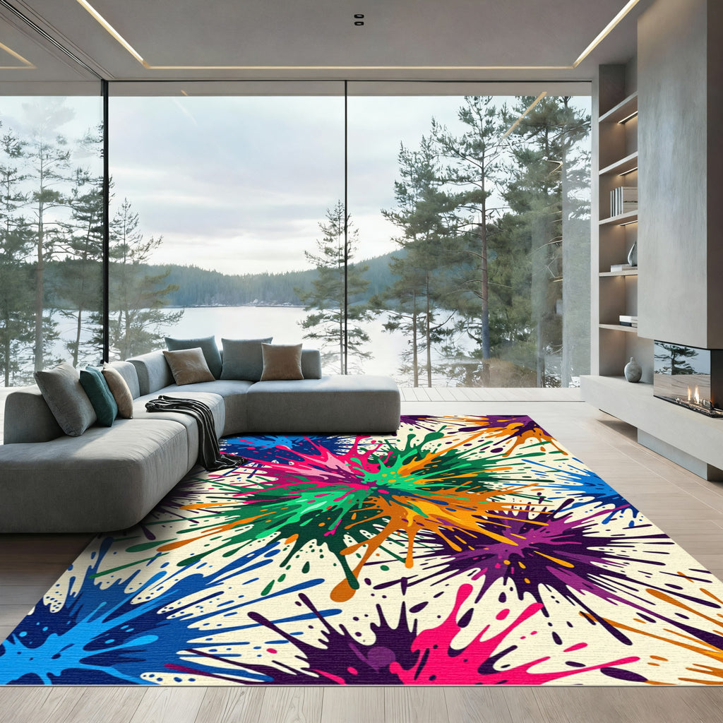 Vibrant Splash Abstract Expressionism Rug
