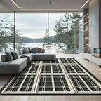 Modern White Grid Window Arrangement Rug