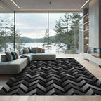 Dark Gray Chevron 3D Effect Rug