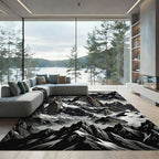 Dramatic Gray Mountain Peaks Rug