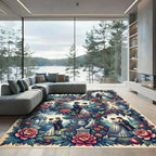Romantic Victorian Floral Garden Couple Tapestry Rug