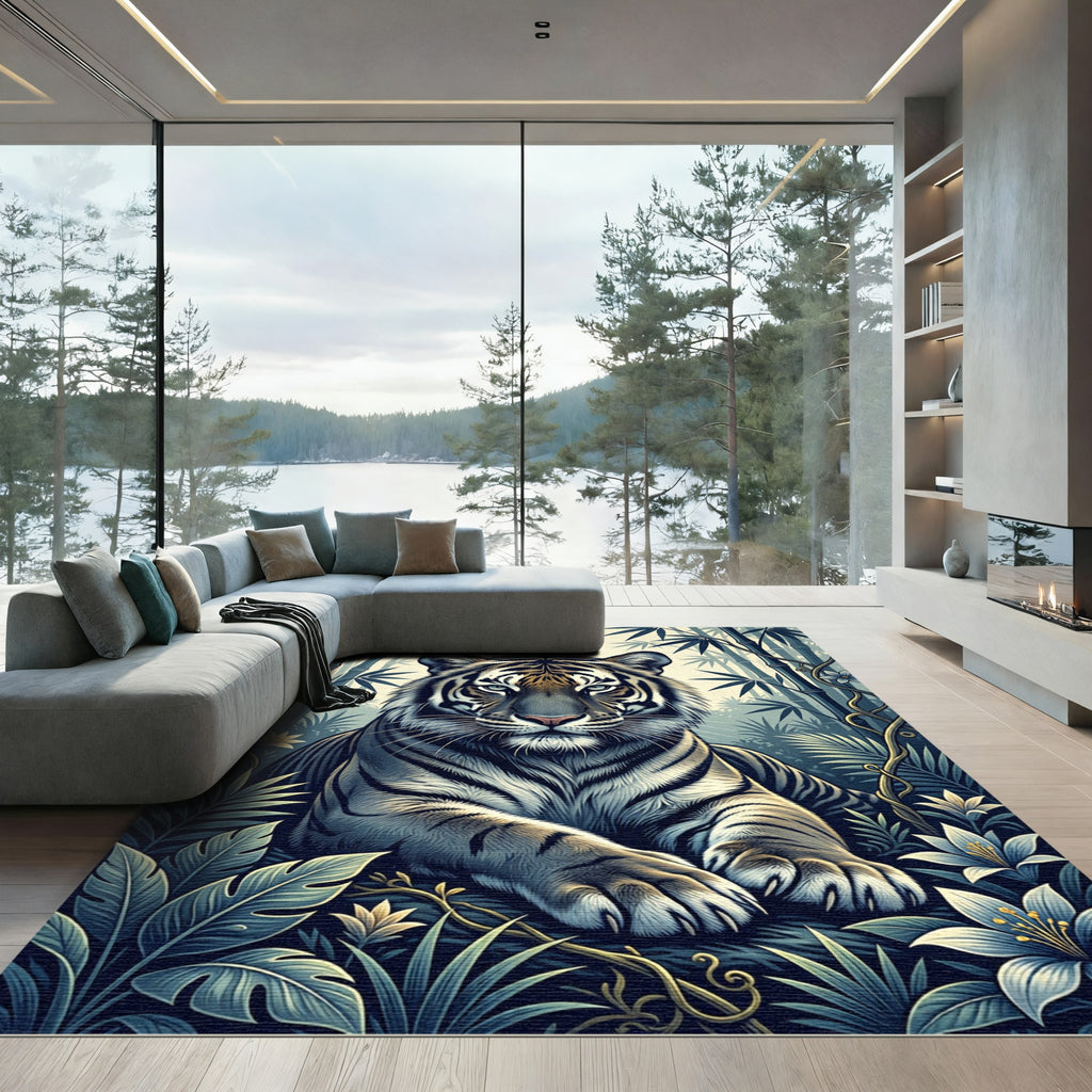 Serene Tiger Bamboo Jungle Bloom Rug