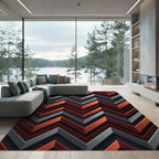 Bold Crimson Gray Chevron Rug