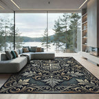 Ornate Silver Heraldic Crest Filigree Rug