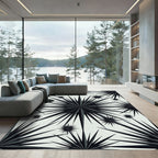 Monochromatic Spiky Starburst Mandala Rug
