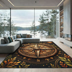 Celestial Compass Golden Star Map Rug