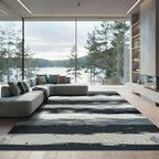 Monochrome Abstract Brush Stroke Rug