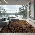 Intricate Gold Scrollwork Medallion Rug