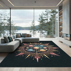 Cosmic Planets Mandala Sunburst Rug