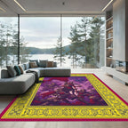 Crimson And Azure Warriors Border Rug