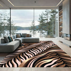 Chic Bronze Zebra Stripe Swirl Art Rug