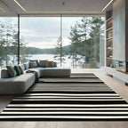 Modern Black Cream Wavy Stripe Rug