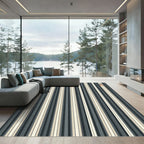 Minimalist Pencil Stripe Charcoal Cream Rug